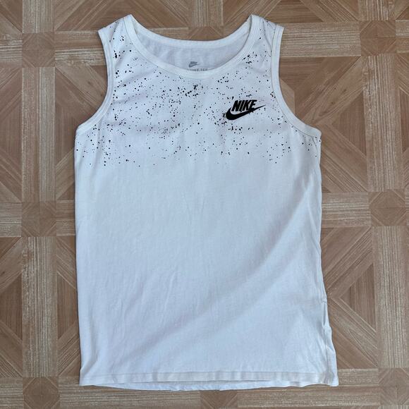 Nike Tee White Black Sportswear Cotton Tank Top Womens S Scoop Neck Athletic Cut - Picture 6 of 9
